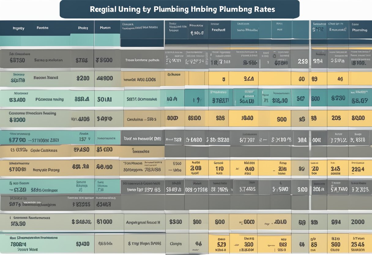 A regional comparison of plumbing hourly rates in 2024, with different rates displayed for various locations